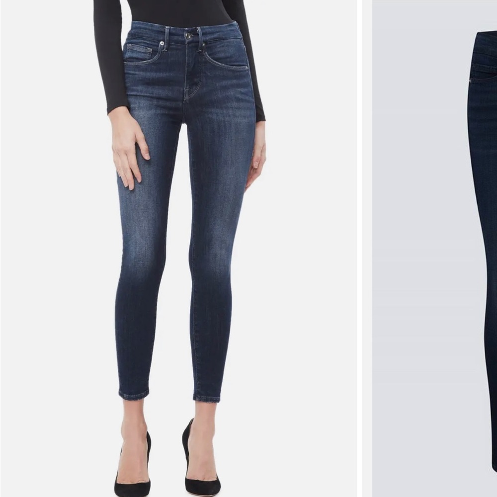 NWOT Good American Good Legs Crop Skinny Jean in Medium/Dark Wash Denim